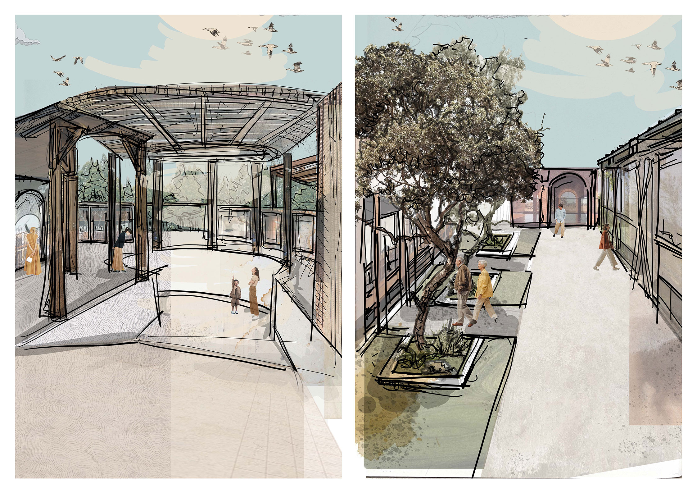 Design development page showing how I produced quick collages to help visualise