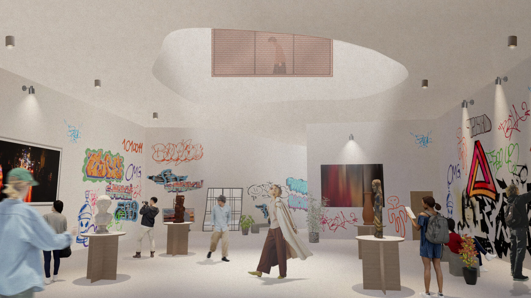 An interior render showing the gallery
