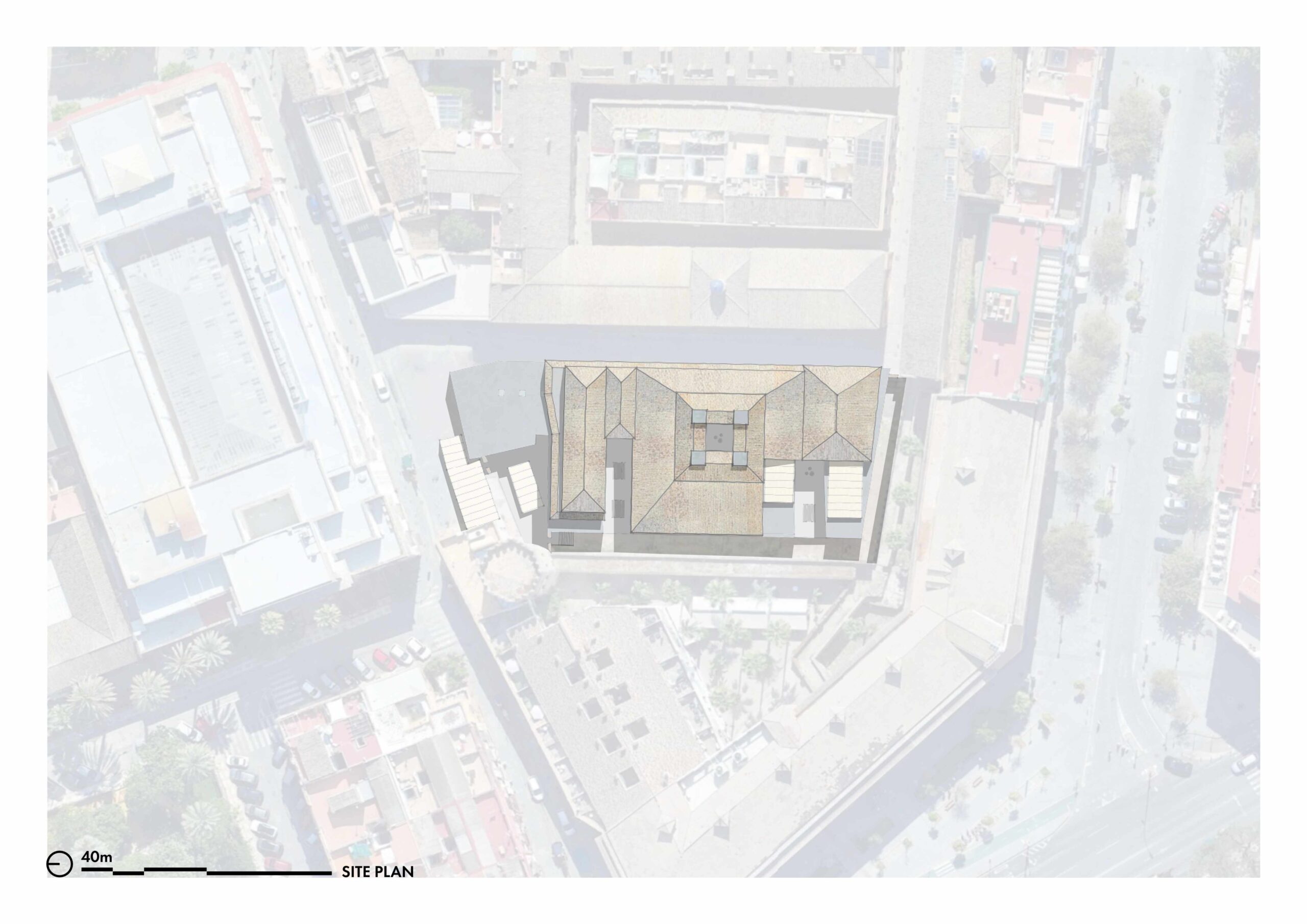 A rendered drawing of the roof plan